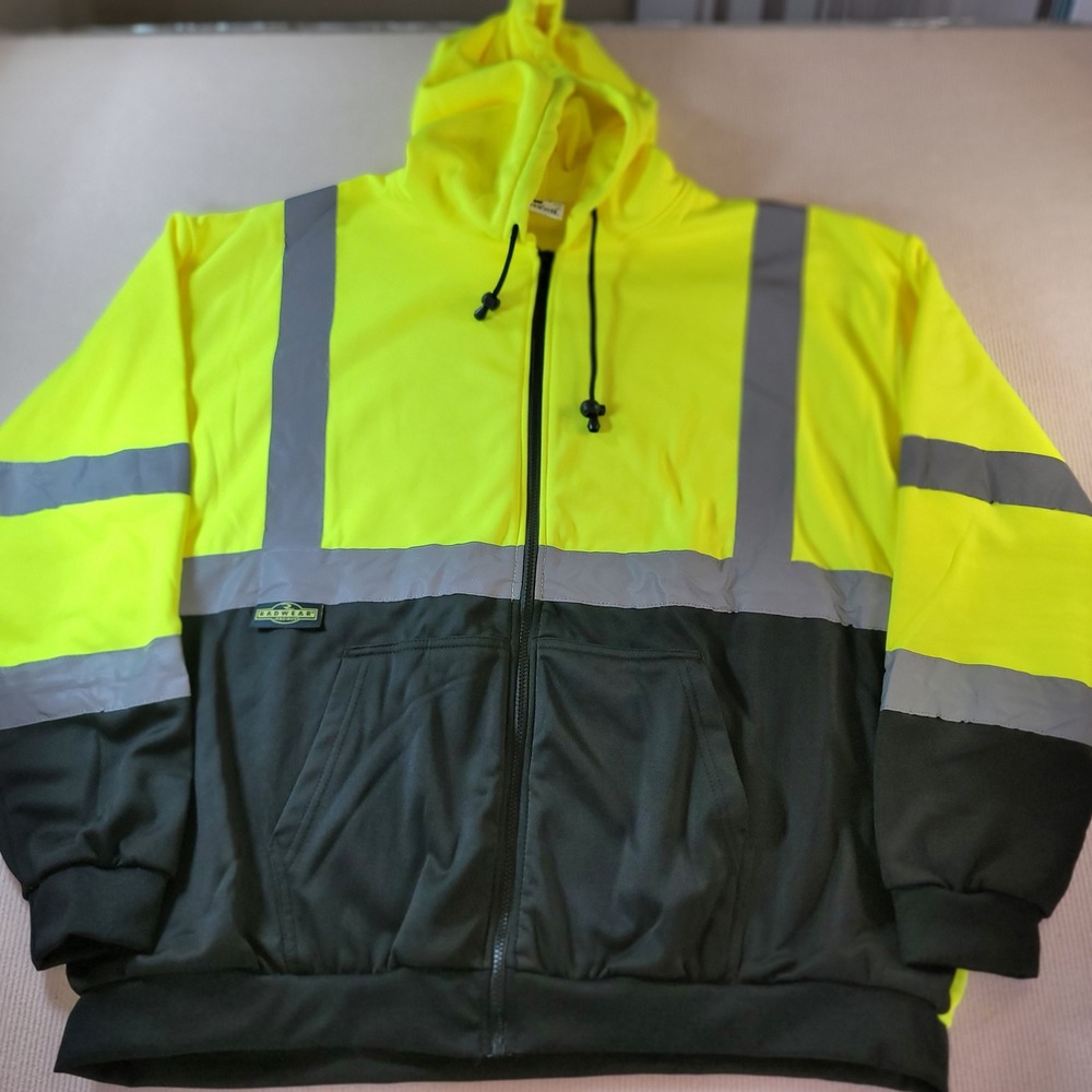Radians Radwear Men 3X Hi-Vis Safety Hoodie Yellow Black Full Zip SJ01B-3ZGS